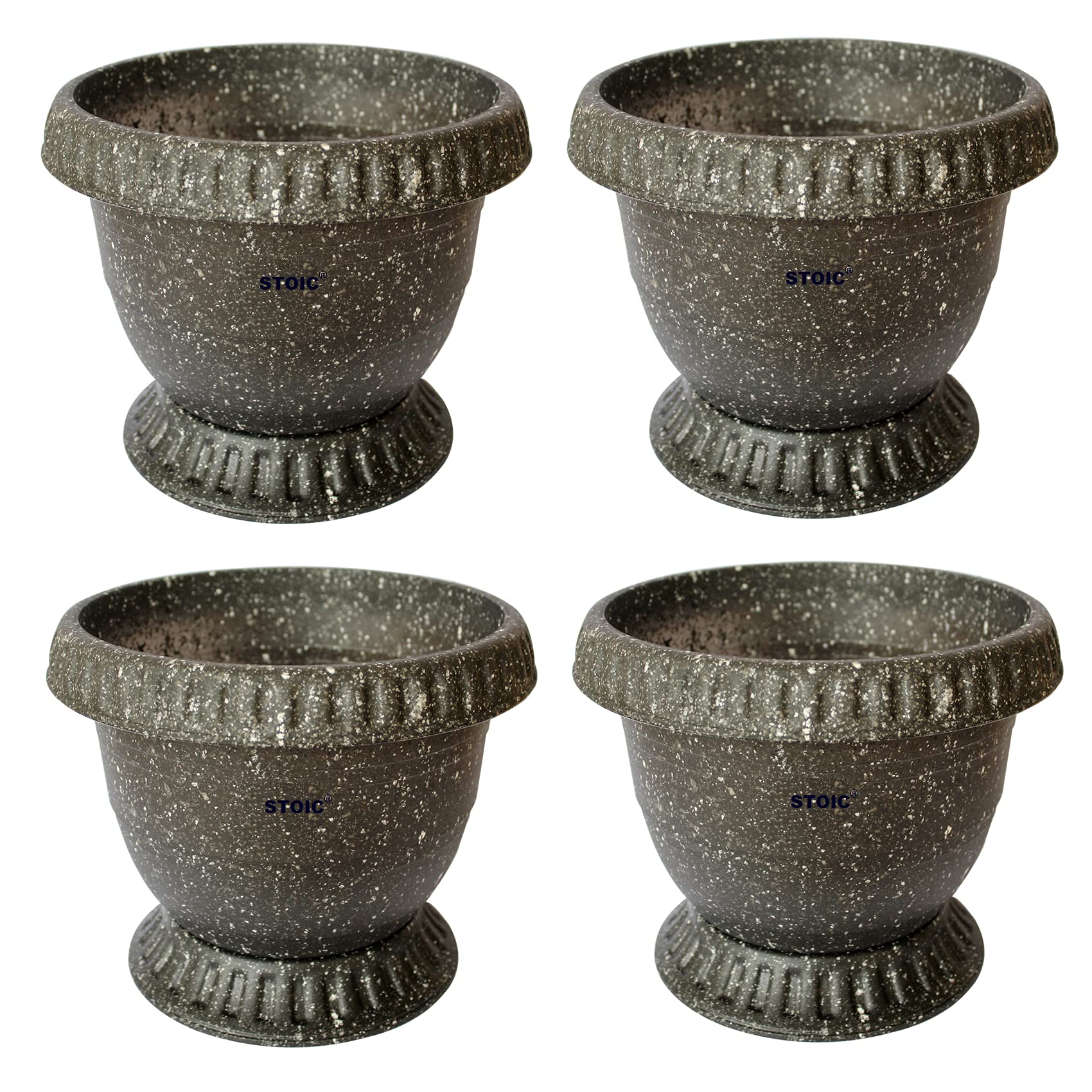 STOIC Petunia Garden Pot for Plants and Flowers Including Tray - Pack of 4 (Black Stone) (B0BRQ75X5J) Amazon Price History, Amazon Price Tracker