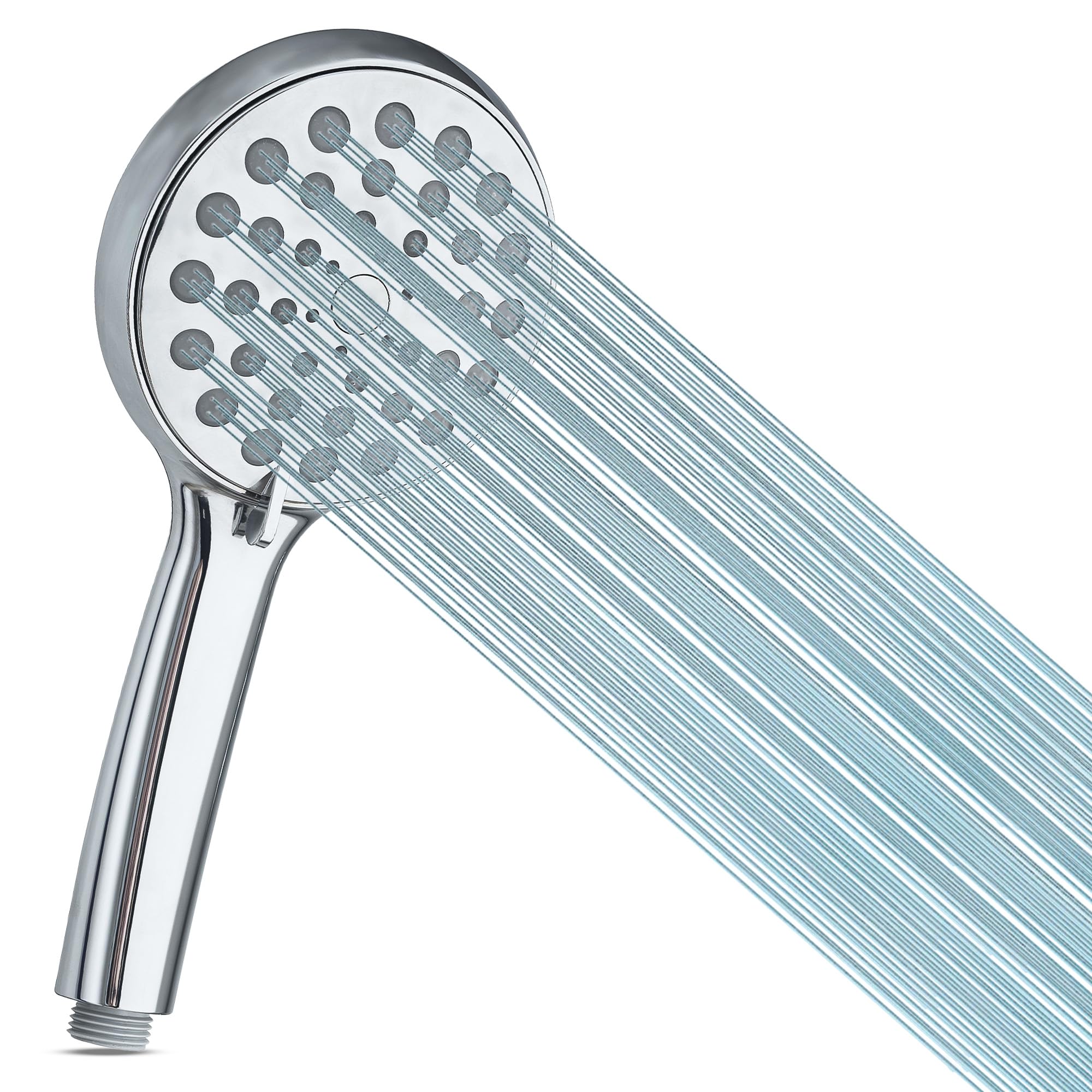 Aqualona Chrome Black Aqualona® Lilypad Handheld Shower Head - Boosts Water Pressure - Rub Clean Technology - Standard Bsp Connection - Adult, Children, Pet, Home, Gym - 3 Spray Patterns - Universal