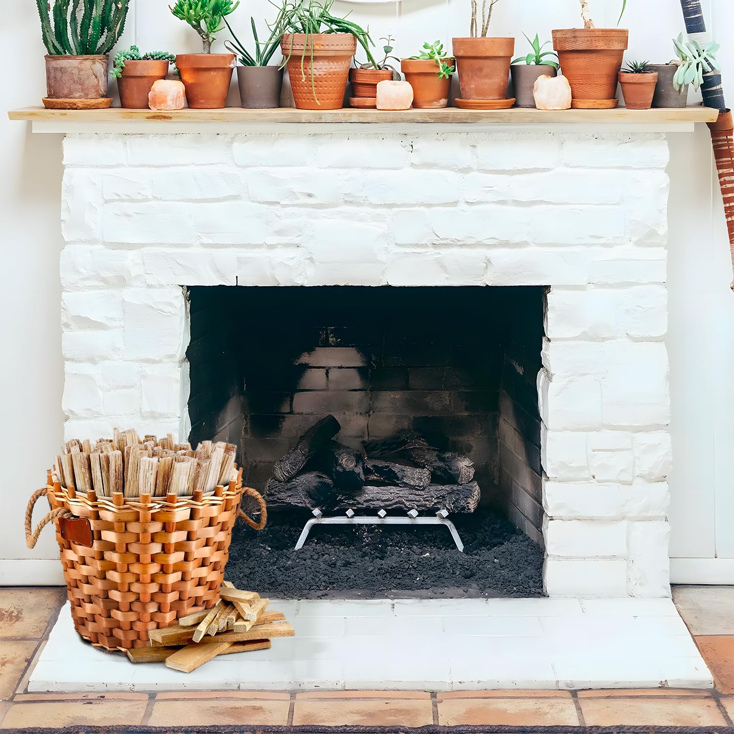 Avilia Cesta Portalegna da Interno Foderata, 47x40cm - Design Elegante in Rattan, Maniglie per Trasporto, Ideale per Camino e Ardere