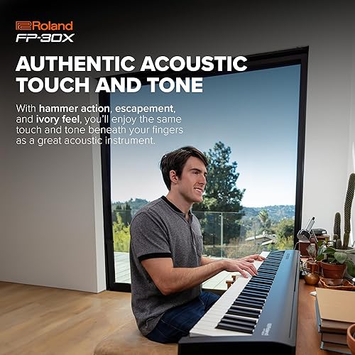 Miniatura 3 de Roland FP-30X | Piano digital delgado y elegante de 88 notas | Tono rico y auténtico tacto marfil | Potente amplificador integrado y altavoces