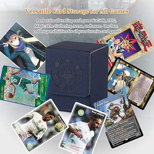 Miniatura 6 de Arkeiliy Caja de cartas coleccionables de alta calidad para juegos de cartas coleccionables Yugioh y más (azul)