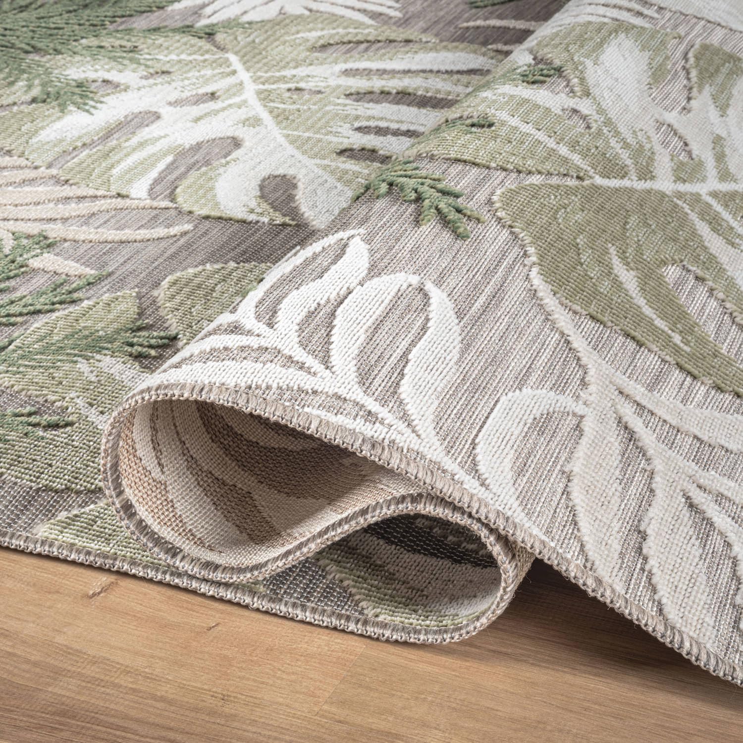 Luul Home Floral Indoor Outdoor Rugs 9x12 Large Area Rug for Living Room, Patio Decor, Kitchen, and Entryway Rug, Washable Stain Resistant Outside Carpet Green 9 x 12