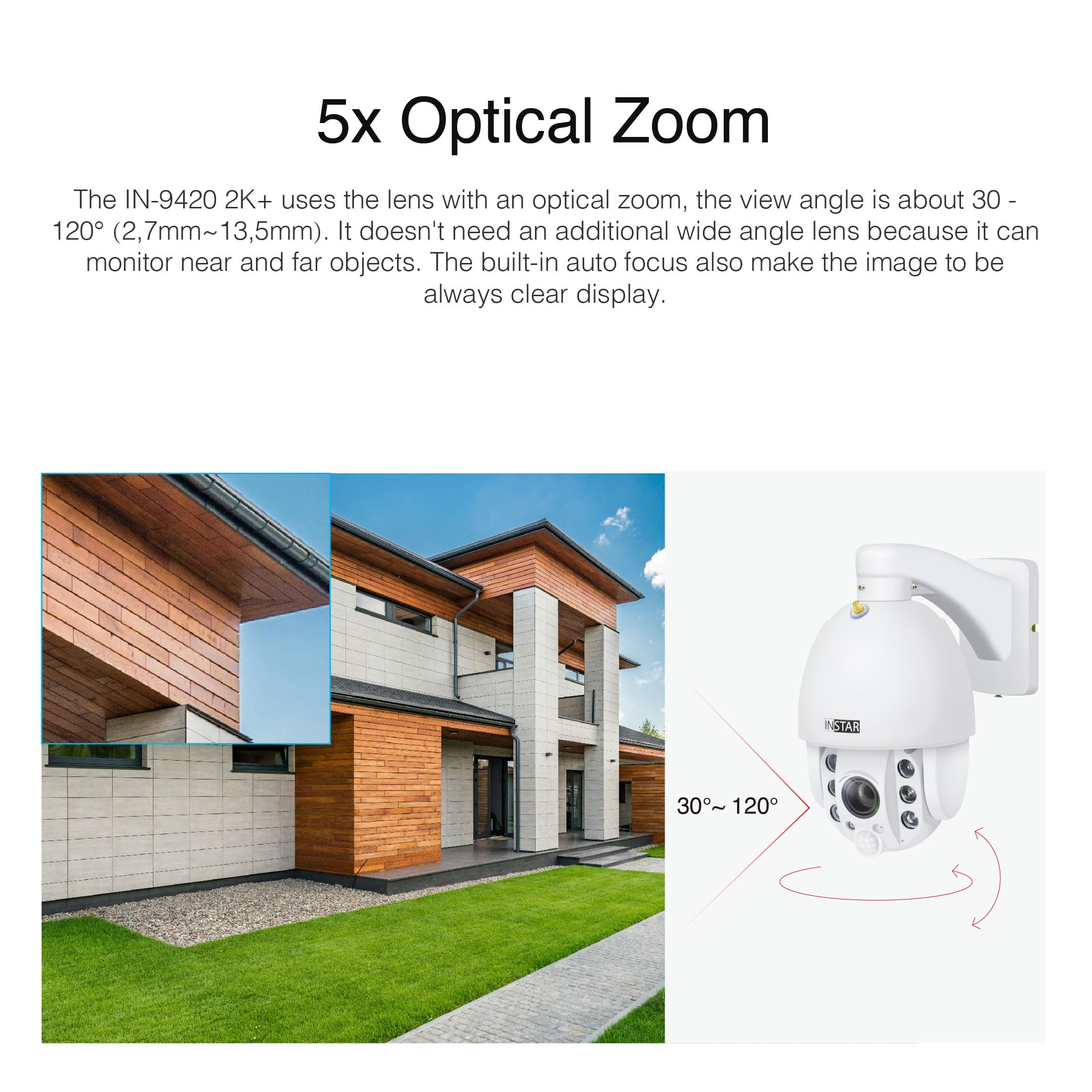 INSTAR IN-9420 2K+ Bianco - LAN/PoE/WiFi telecamera di sorveglianza con IA (AI) - Telecamera IP - PIR - PTZ controllabile - Uso per interni ed esterni - HomeKit HKSV - MQTT