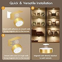 Vista 8 de 3-Pack Picture Lights for Wall, Rechargeable Battery Operated Led Painting Light with Remote Dimmable ＆ Timer, 3 Lighting Modes Magnetic Art Display