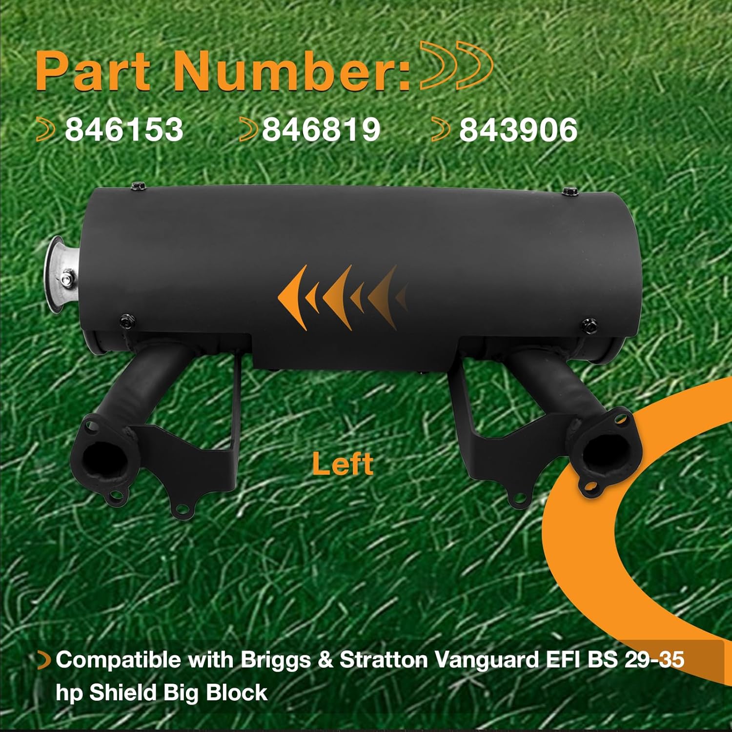 846819 Left Muffler Engine Silencer Replaces# 846153, 843906