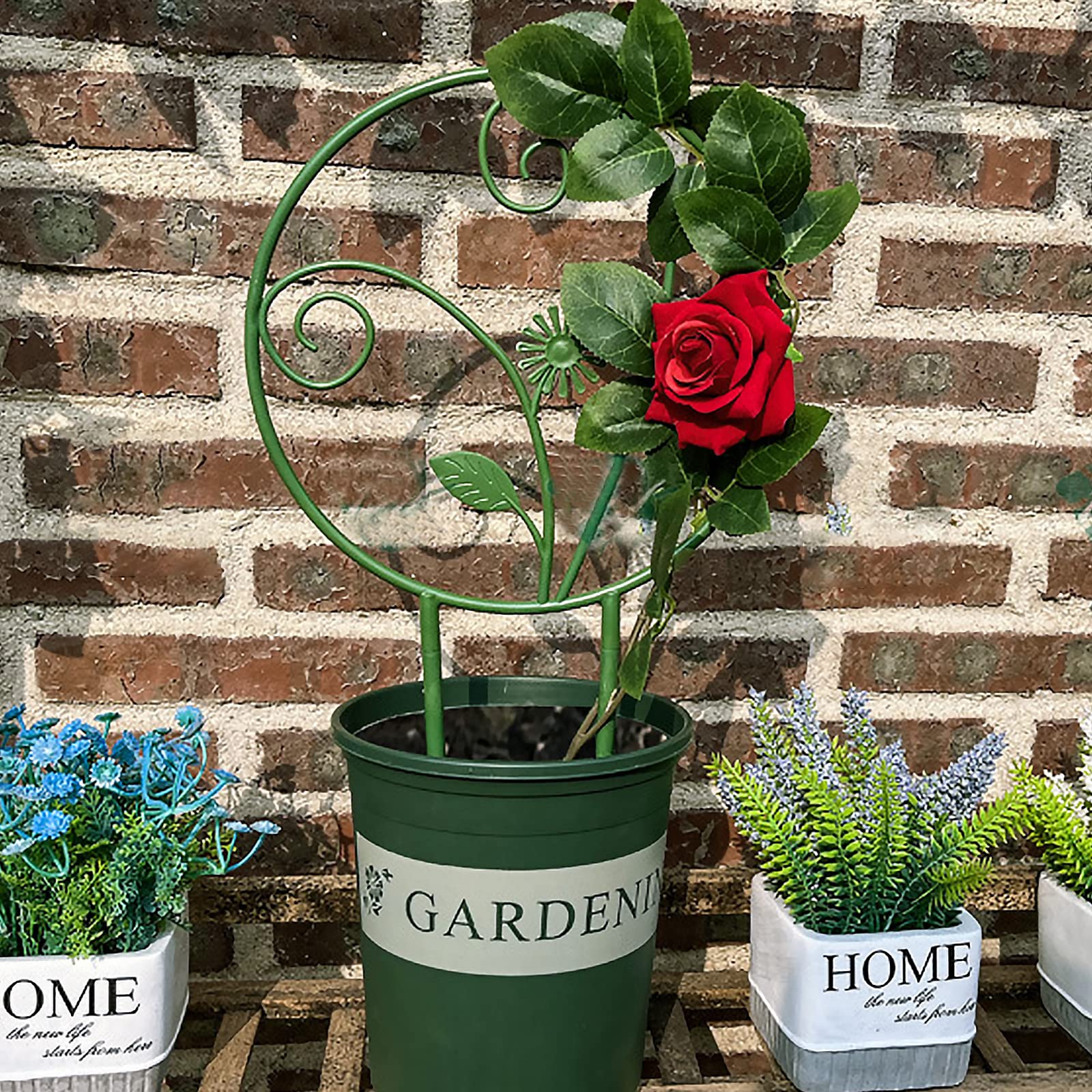 2 Graticci Rotondi In Metallo Per Piante Rampicanti – Decorazione Da Giardino – Nero/bianco – Misure 64x54 E 47x38 Cm - 5
