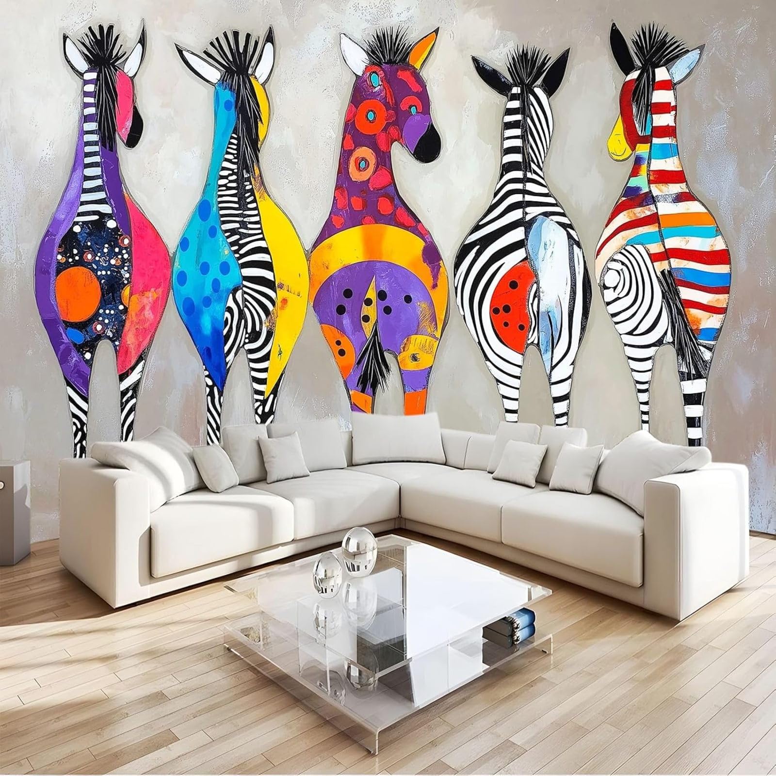 kfjhgbdshhj Photo Wallpaper, Non-Woven Wallpaper, wall Mural, Oil Painting, Colorful Zebra, wall, Bedroom, Living Room, Grey, 200cm x 140cm