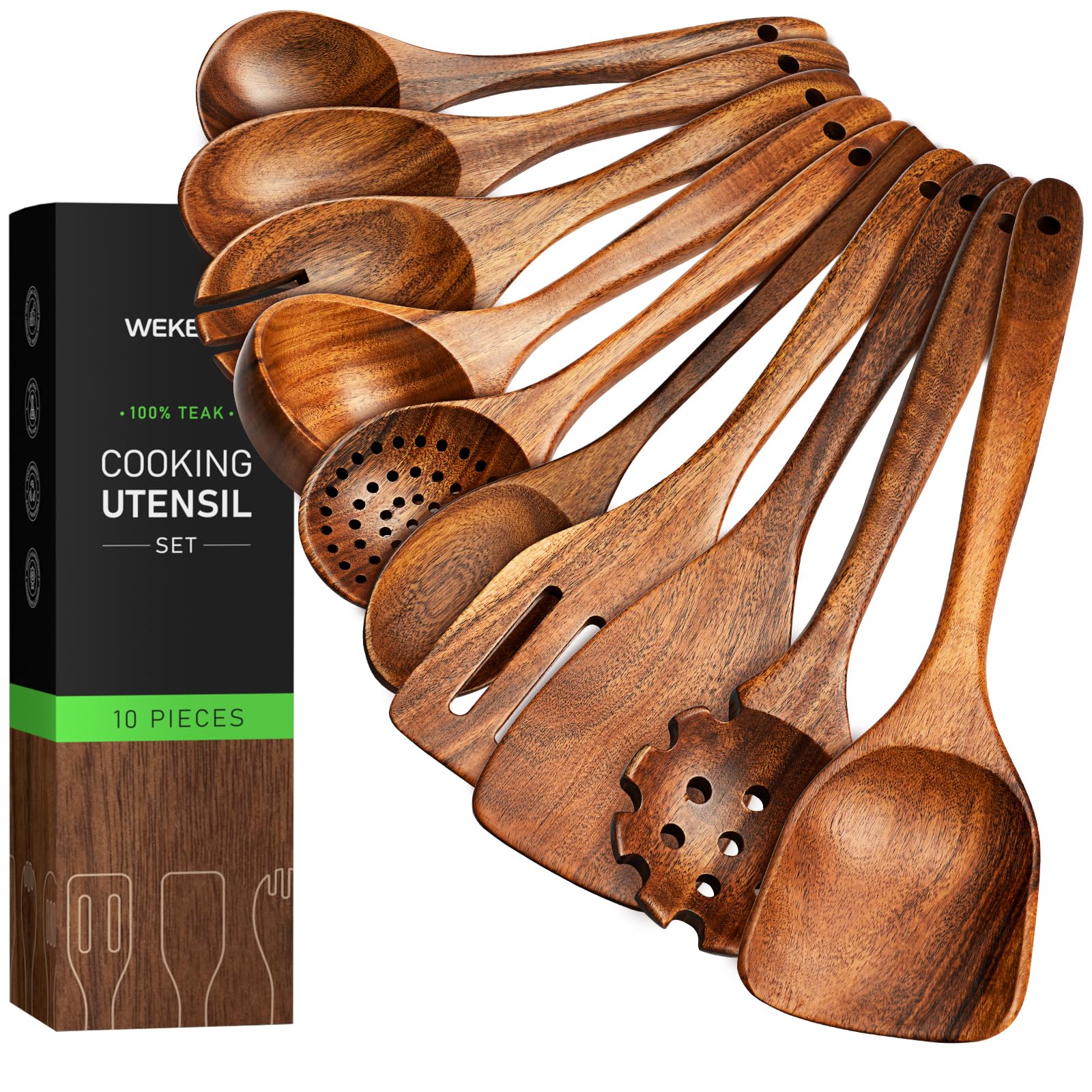 Teak Wooden Utensil Set - 10 Pcs -1 Teak Wooden Utensil Set - 10 Pcs -1