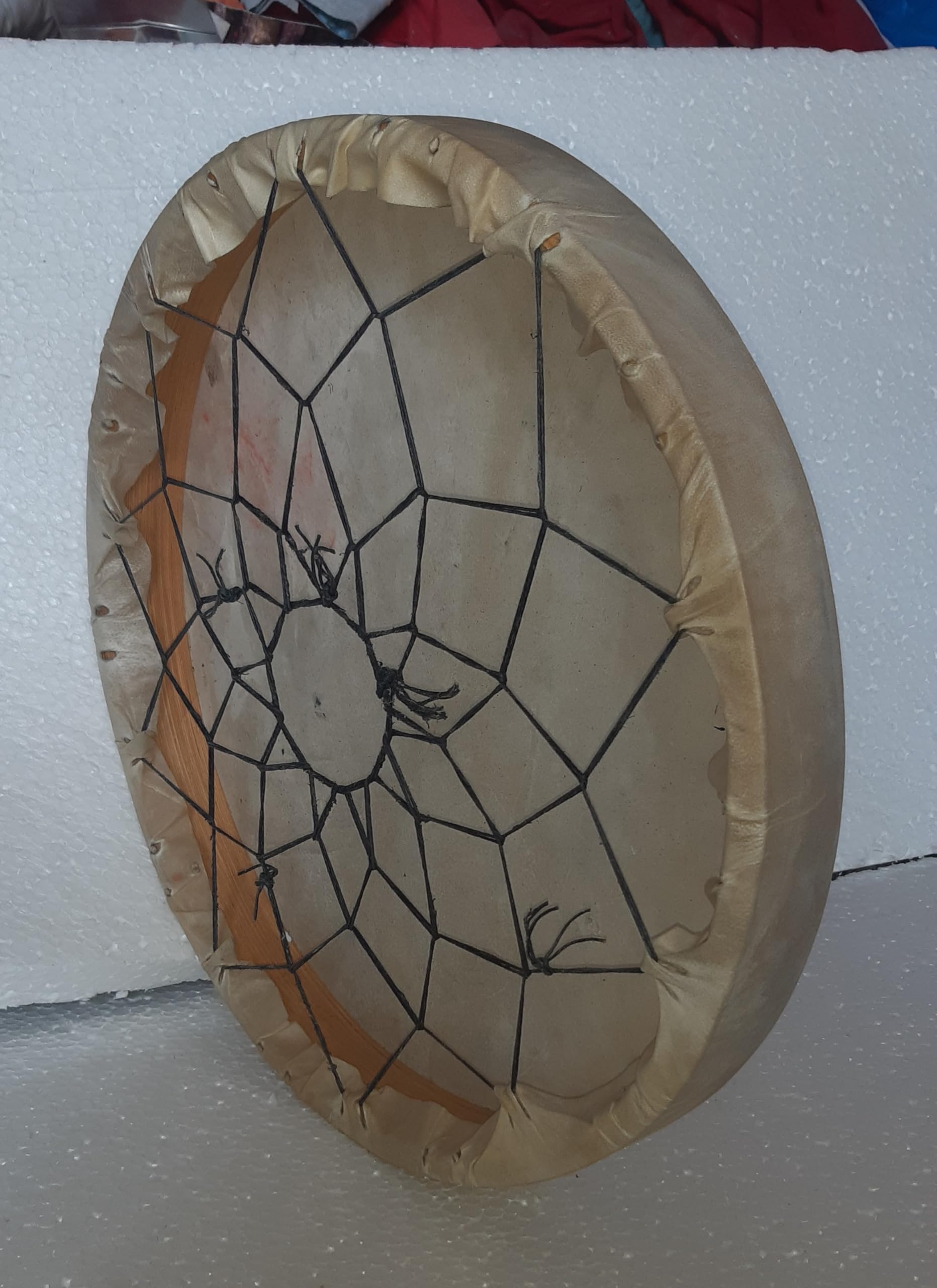 40 cm, estilo nativo americano, tambor de chamán hecho a mano, chamánico, tambor de mano de percusión, meditación de yoga, curación de medicamentos, marco de madera, celebración de eventos + batidor