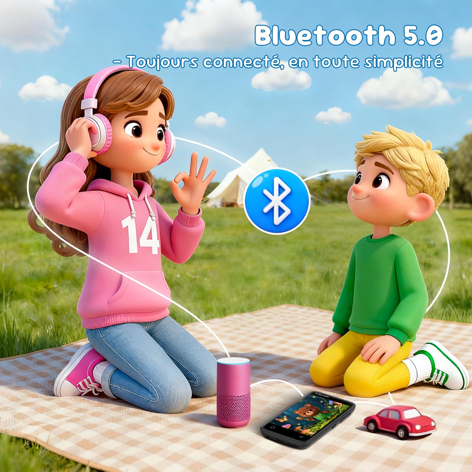 Lecteur MP3 Enfant, Contrôle Parental, 16 Go, Compatible Spotify & Audible