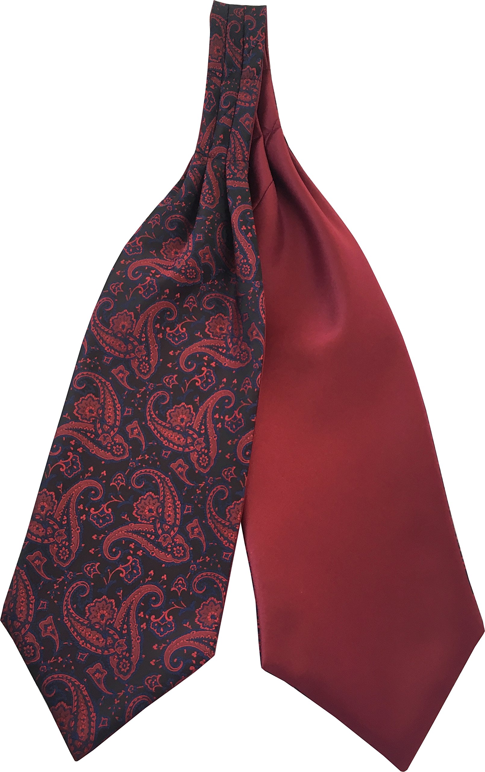 Men's Paisley Satin Self-Tie Ascot Cravats (Black & Burgundy)
