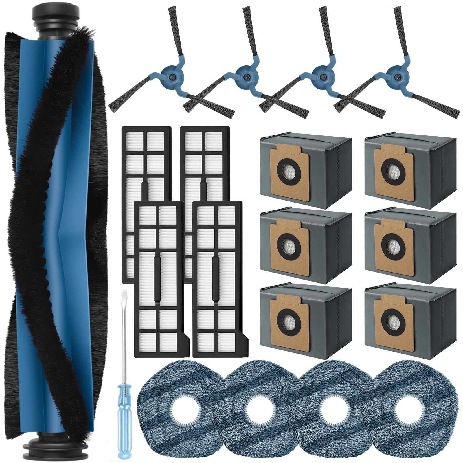 Ersatz-Bürstenwalzen Für Eufy X10 Pro Omni Saugroboter – 2-teiliges Set Mit Reinigungsbürste, Gummi/Nylon