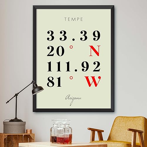 Mapa de Tempe, Arizona, Coordenadas Multilíneas de Colores (16x20)