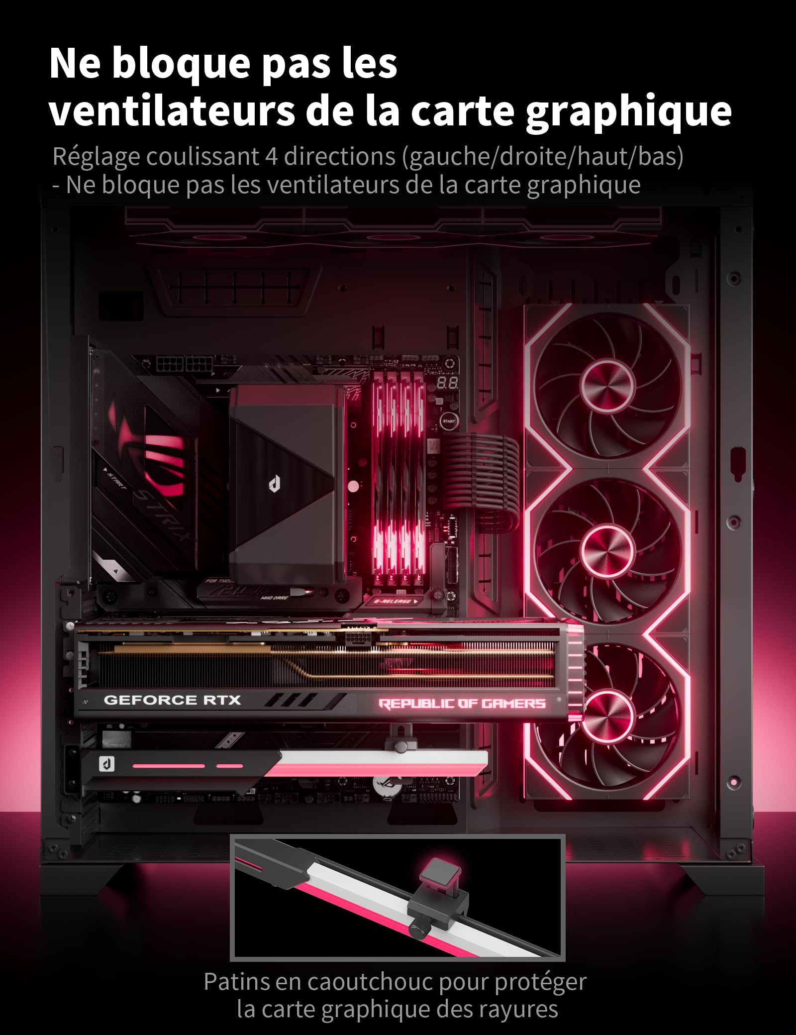 upHere GL7 Supporto GPU, Lega Robusta Supporto Scheda Grafica con 5V ARGB Sync, Altezza Regolabile GPU Sag Staffa per Schede Grafiche Universali, Nero ARGB