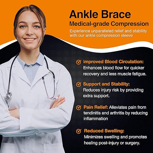 Miniatura 6 de Doc Miller Tobillera para esguince de tobillo y tendinitis de Aquiles  1 par de mangas de compresión de tobillo para apoyo, estabilidad y alivio del