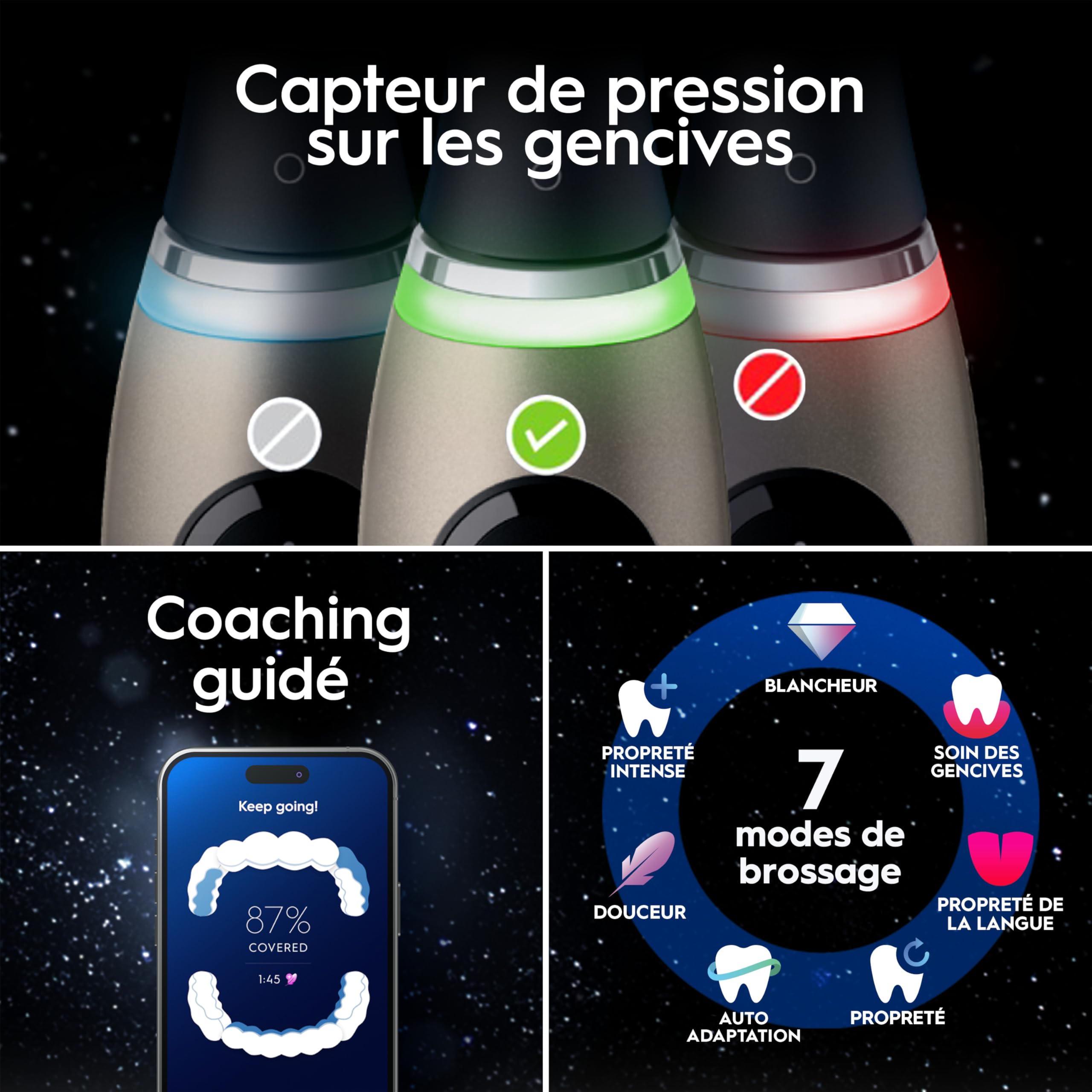 Oral-B Brosse à Dents Electrique iO 10, Brossette de Rechange, Or Lunar Gold – 7 Modes dont Blancheur et Soin des Gencives, Capteur de Pression, Batterie Rechargeable, Coach de Brossage, Etui