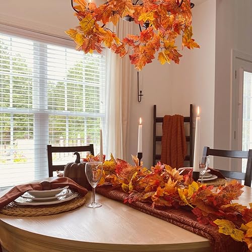 Miniatura 9 de CQURE Paquete de 8 Guirnaldas de Hojas de Otoño, Guirnaldas de Vid Colgantes de Otoño, Guirnalda Artificial de Hojas de Arce de Otoño, Decoración de