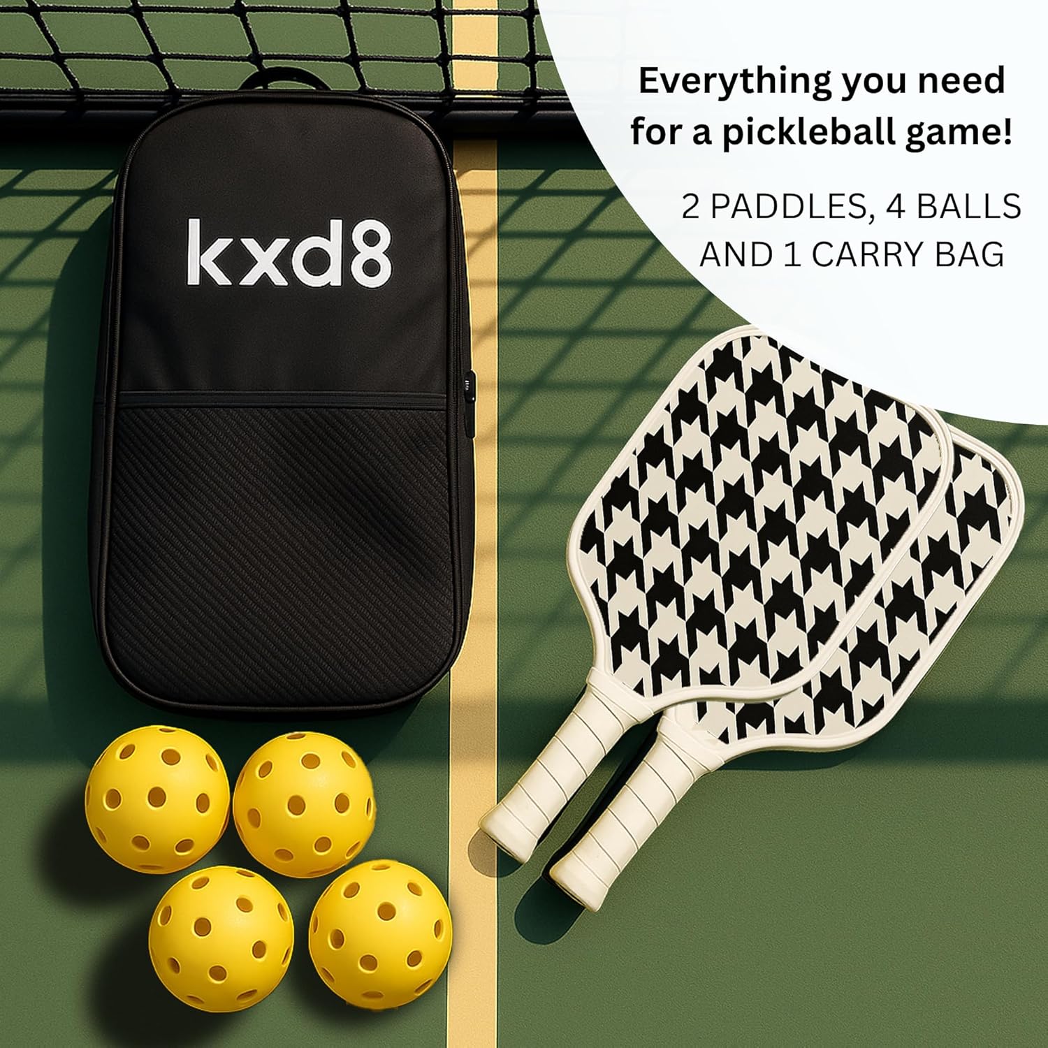 Pickleball Paddles Set of 2/4- USAPA Approved Fiberglass Surface Pickleball Set Includes 4 Balls with Pickleball Racket, 1 Carry Bag, Pickleball Paddles Set ​for Men Women
