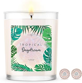 Baubles Tropical Daydream Scented Premium Candle and Jewelry with Surprise Earring Inside | 10 oz Large Candle | Made in USA | Parrafin Free | Earring