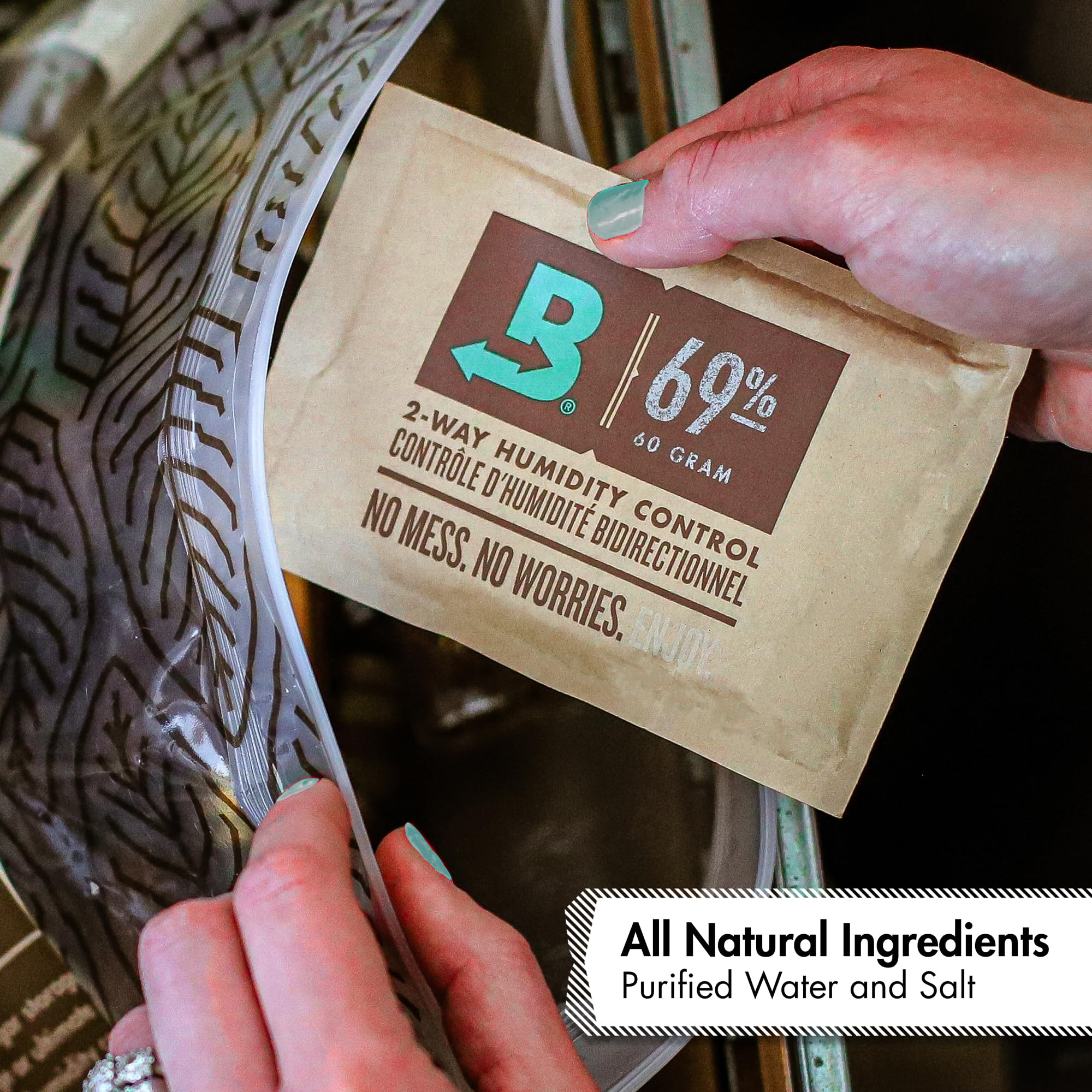 Boveda per sigari/tabacco | regolatore di umidità a 2 vie UR 69% | Formato 60 per uso ogni 25 sigari all'interno dell'humidor | Tecnologia brevettata per humidor per sigari | 4 pezzi