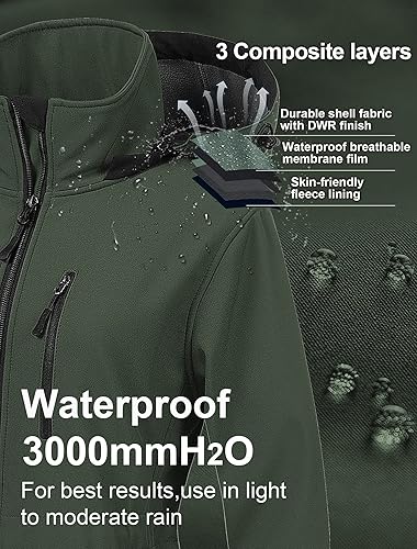 Miniatura 4 de CREATMO US Chaqueta táctica ligera impermeable larga Softshell con forro polar cortavientos para mujer
