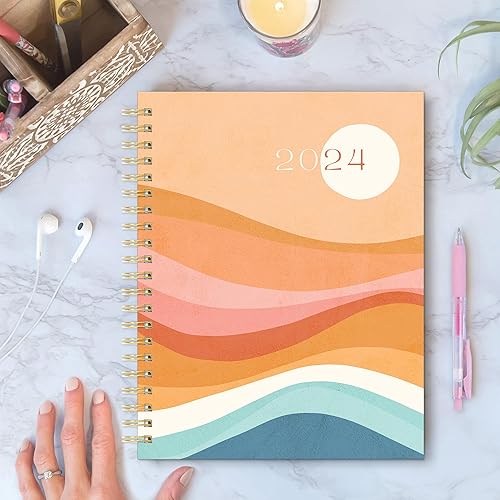 Miniatura 5 de Planificador en espiral extragrande 2024 Rainbow Waves, planificador de 17 meses, por Studio Oh!