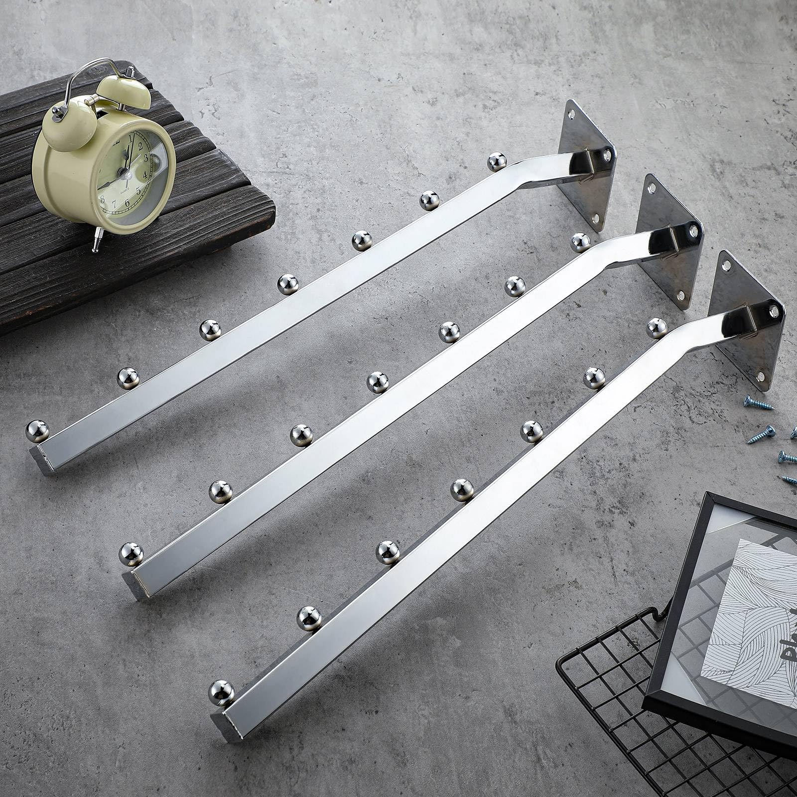 Vesici 10 ganchos de cascada de 7 bolas de 18 pulgadas para montaje en pared, perchero de ropa resistente, ganchos montados en la pared para baño, dormitorio, lavandería, exhibición de ropa