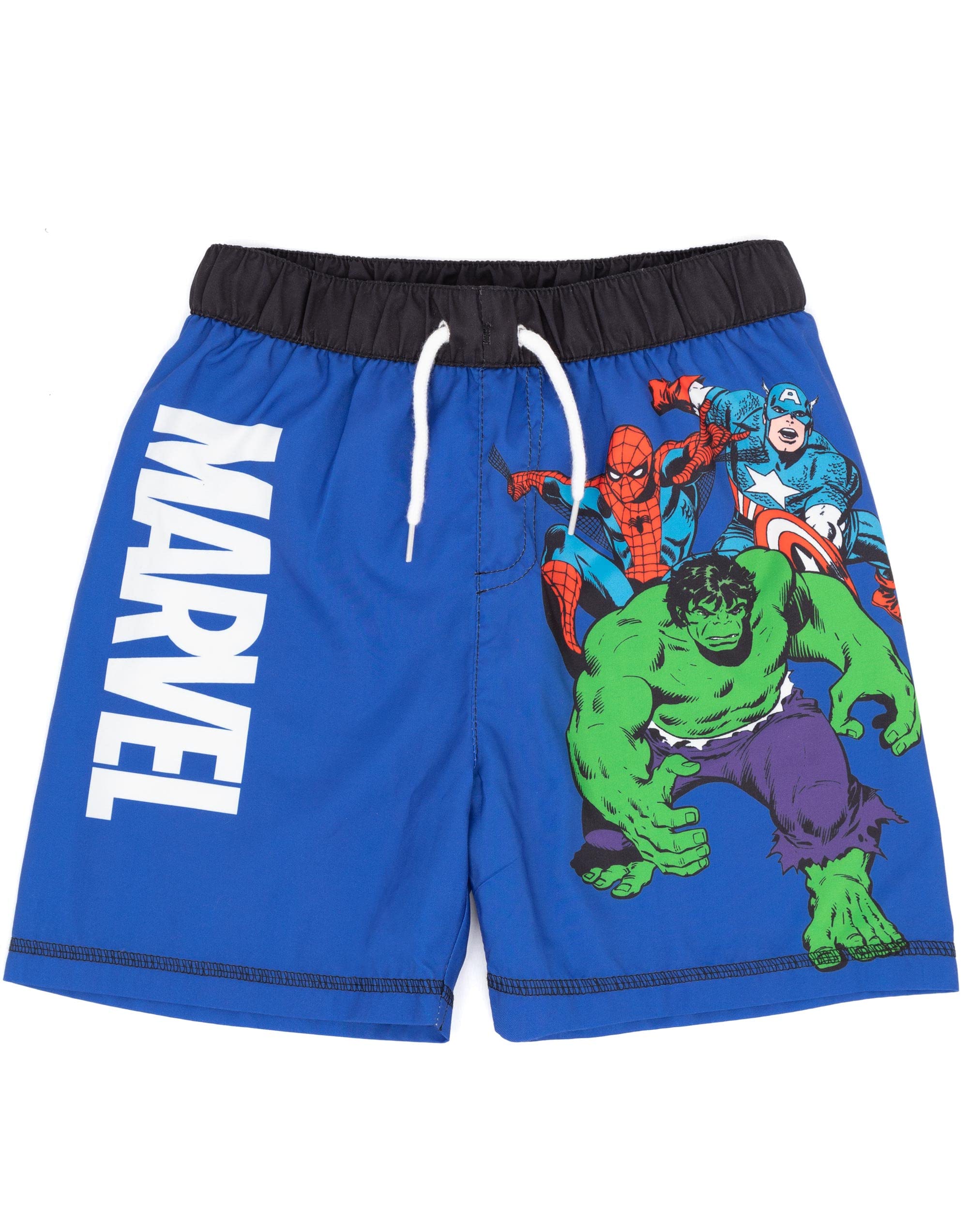 Marvel Swim Shorts for Boys | Kids Blue Hulk Spider-Man Captain America Superheroes Swimming Pants Trunks | Childrens Swimwear 9-10 Years
