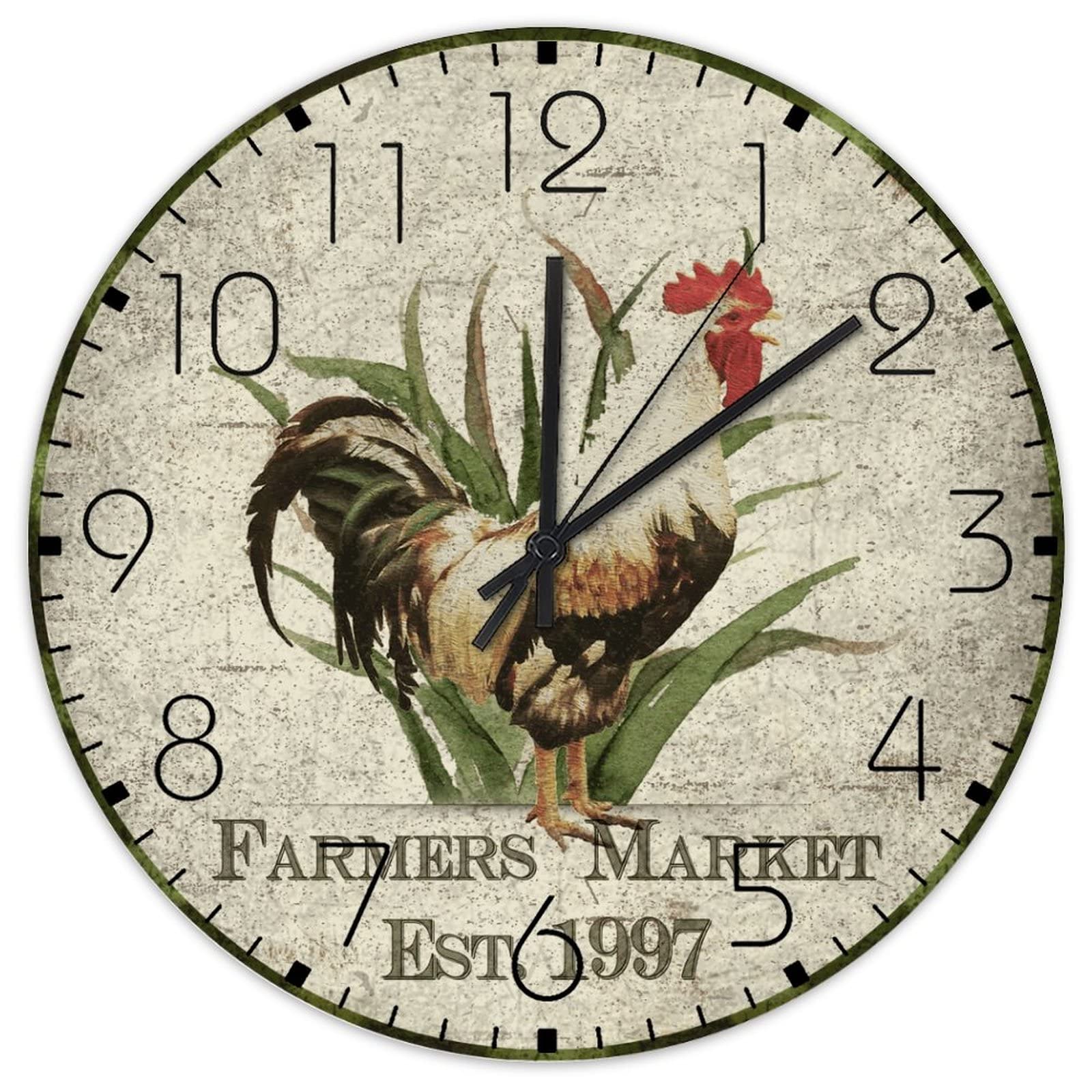 Horloge murale silencieuse sans tic-tac en bois de 38 cm pour decoration de cuisine