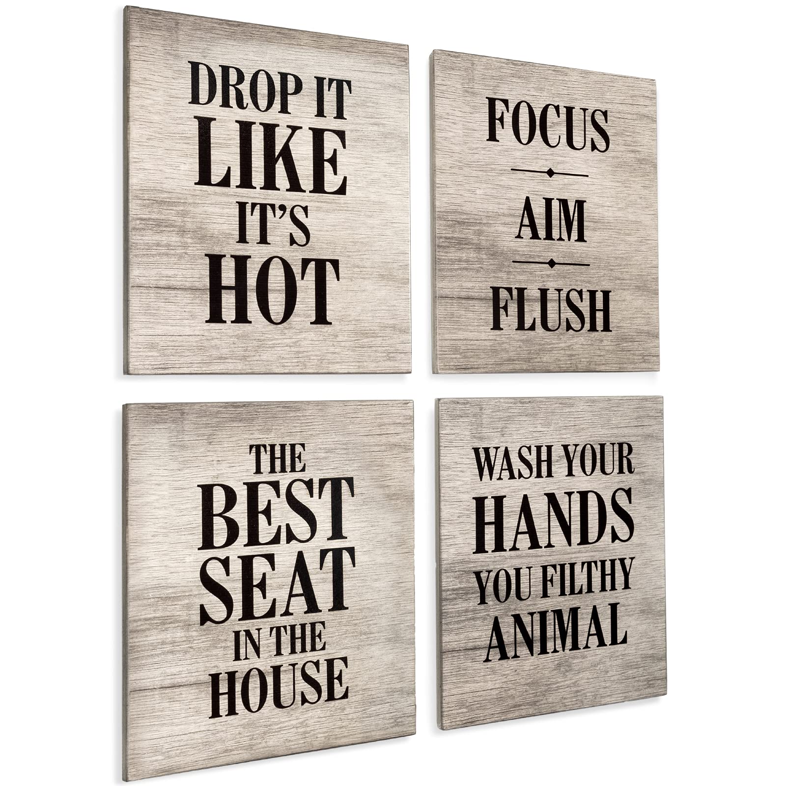 EXCELLO GLOBAL PRODUCTS Wooden Bathroom Humor Signs Decor for Home Restaurant or Business - 8x10 Inches - Ready