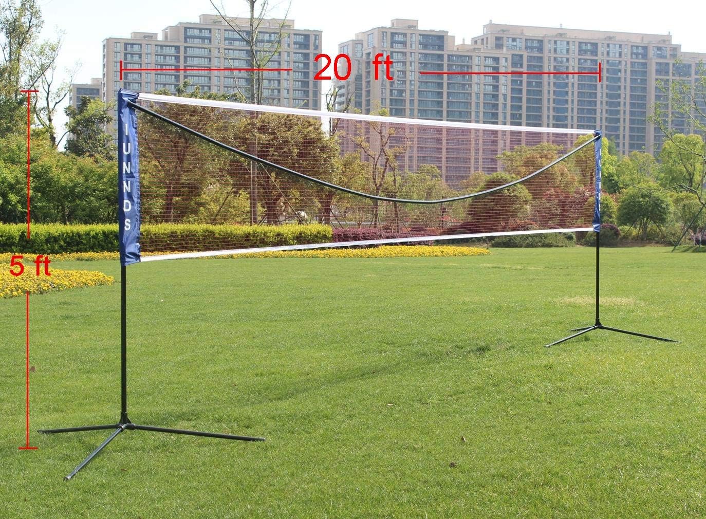 Portable Badminton Tennis Net Adjustable Height with Carrying Bag Stand/Frame Large Volleyball Net for Playing Volleyball,Tennis,Lawn - Easy and Fast Assembly