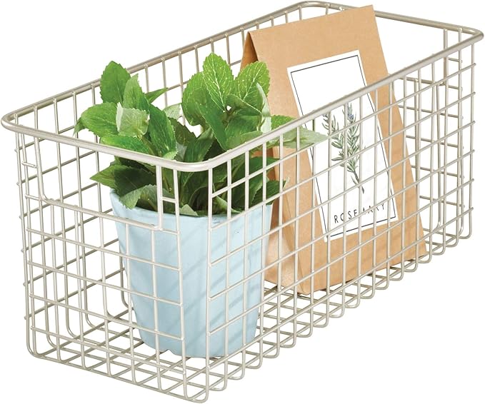 iDesign Classico Wire Storage Basket, Satin Silver, 6 x 16