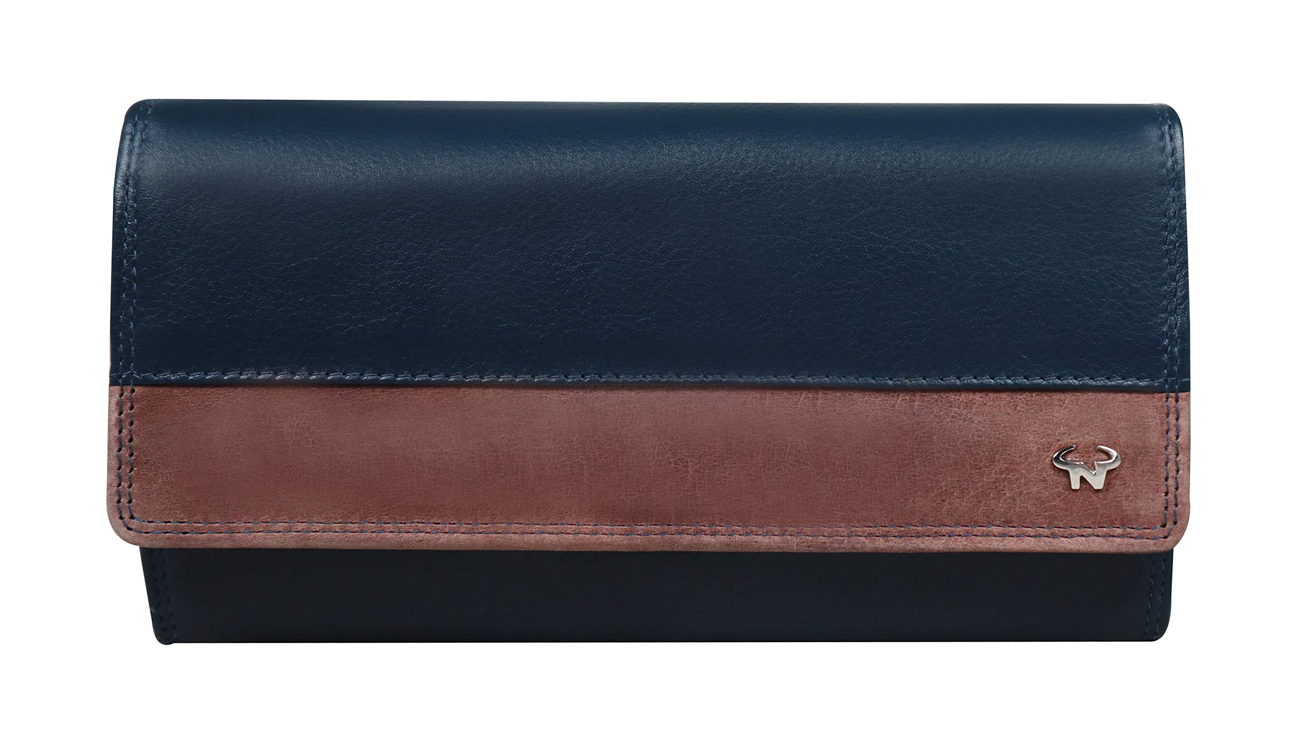 calfnero Women's Genuine Leather Wallet-Long Purse Wallet with Multiple Card Slots, Zip Pocket and Note Compartment (Blue)-picture-7
