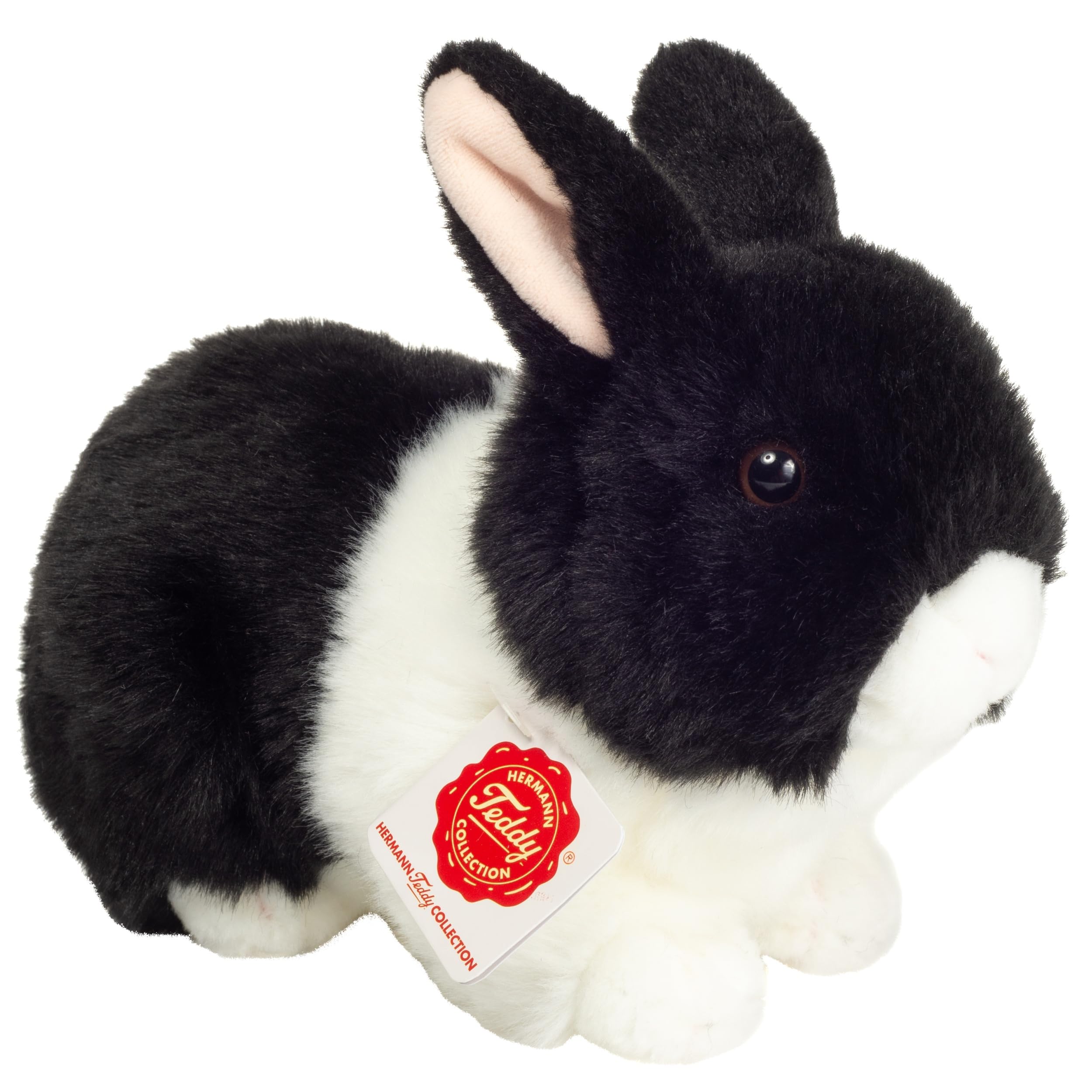 Peluche lapin noir et blanc 23 cm Teddy Hermann 93734 doudou écoresponsable bébé - 4