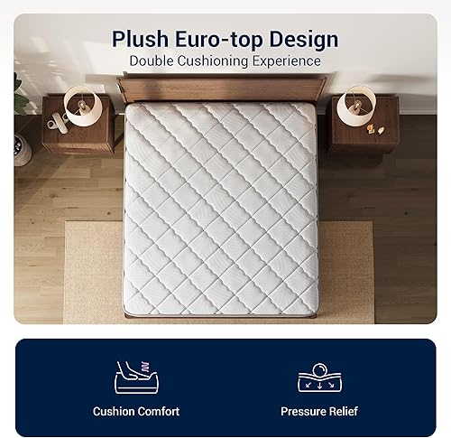 Miniatura 4 de Avenco Colchón individual de 10 pulgadas, resortes embolsados individuales para aislamiento de movimiento y espuma cómoda para alivio de presión