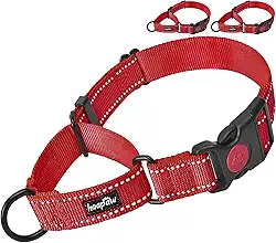 Coleira para cachorro Haapaw 2 pacotes com coleiras refletoras de liberação rápida para cães pequenos, médios e grandeshaapaw collar+collar, L neck 17"-21" vermelho
