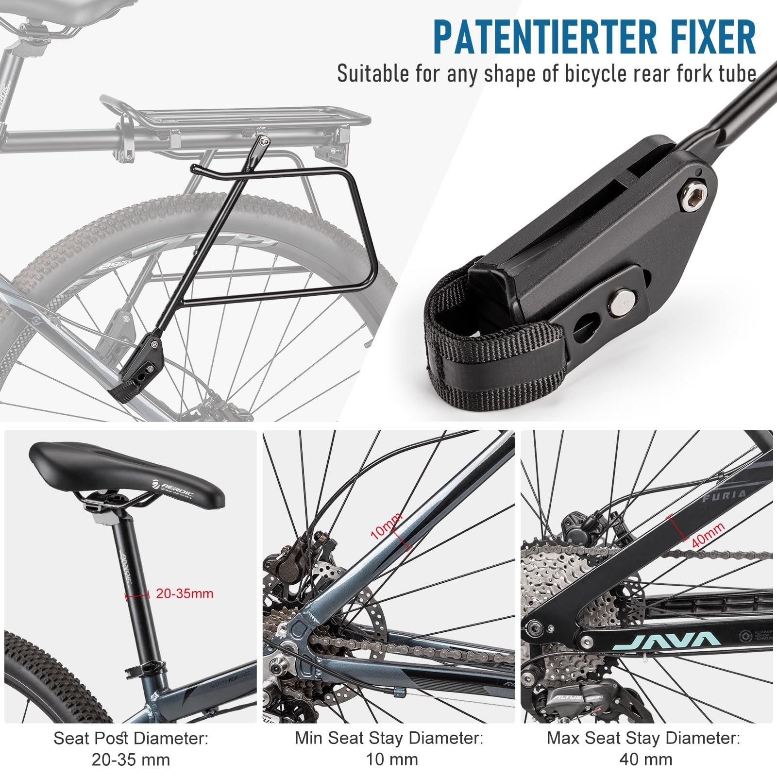 Tylny bagażnik rowerowy - bagażnik rowerowy Quick Release Mount - duża pojemność bagażnik rowerowy 27,2 kg, bagażnik turystyczny pasuje do 61-73.7 cm i 700c