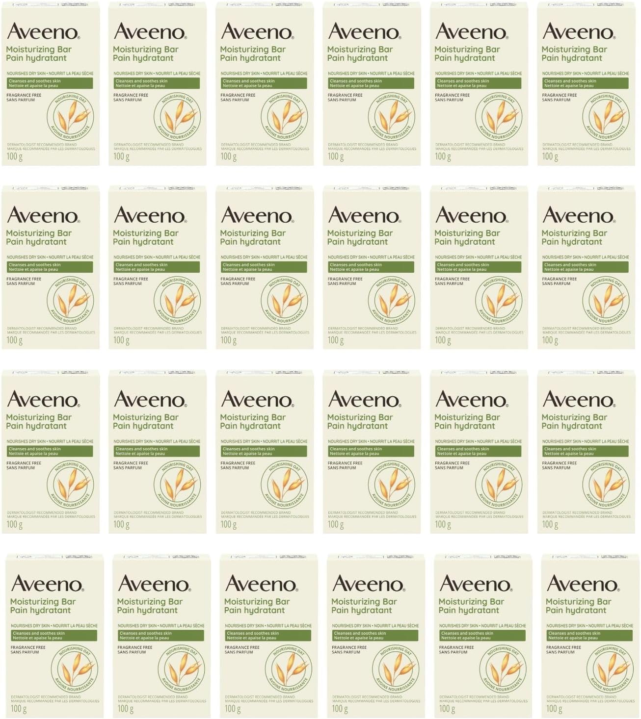 Johnson & Johnson 3623 Aveeno Moisturizing Bar, Fragrance Free (Pack of 24)