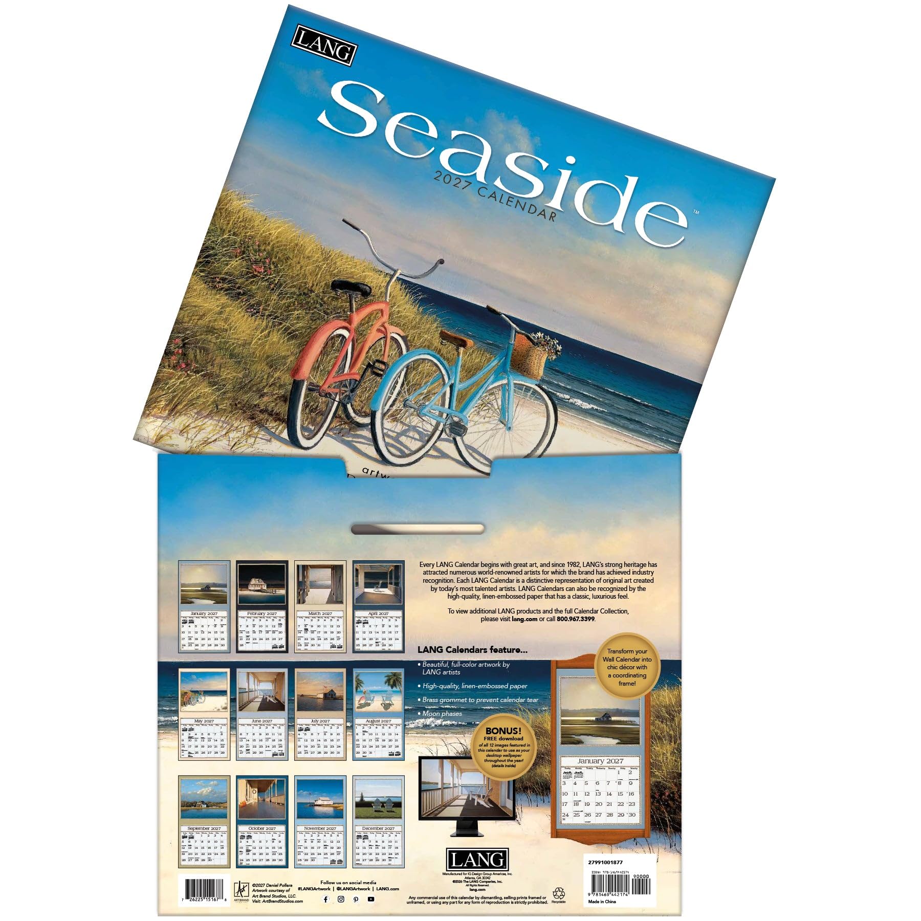 Calendario da parete grande 2027 Seaside