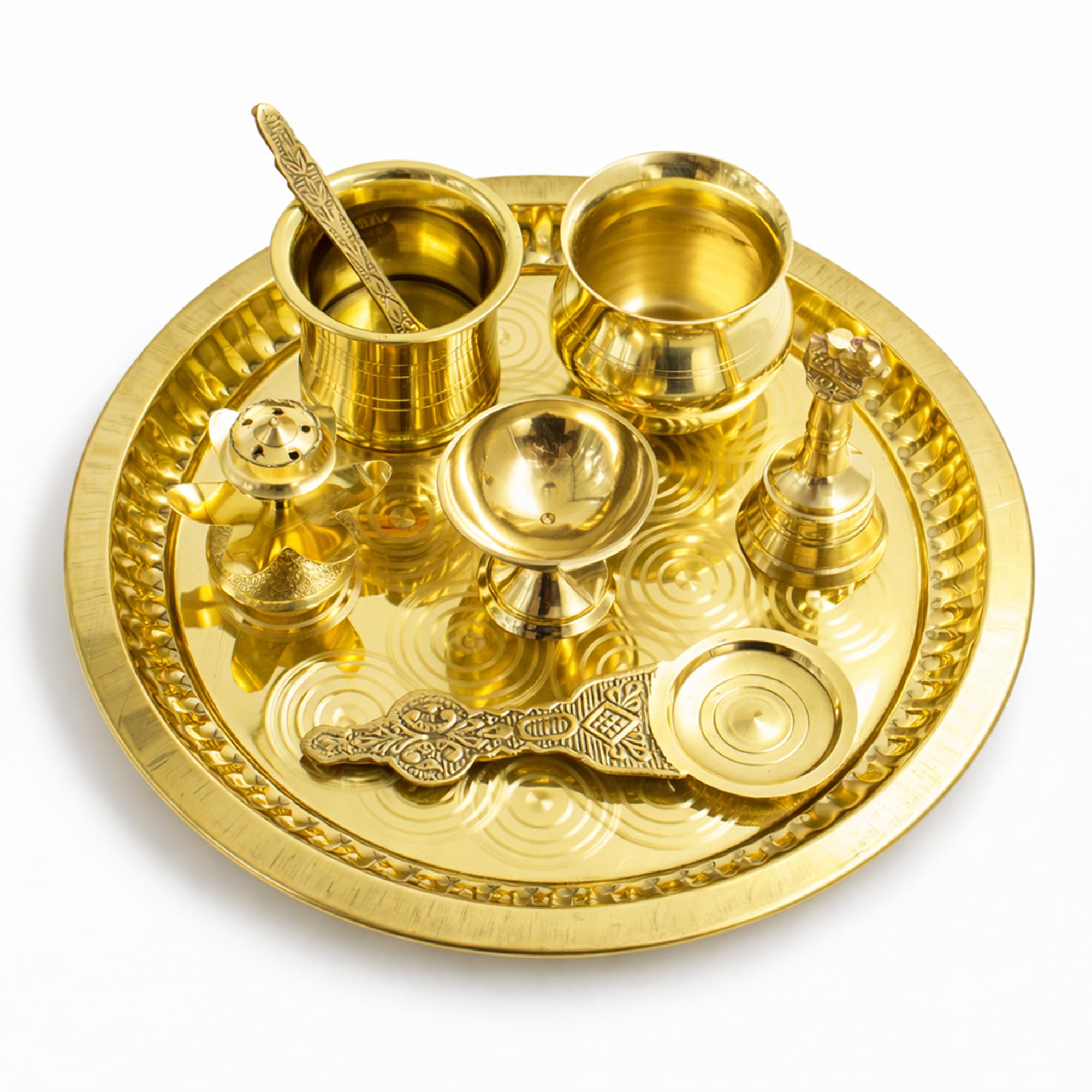 Spillbox Puja Thali Set Brass 10 Inch Pooja Thali Arati Arathi Arathi Bartan Thambulam Plate Puja Set Pooja Plate Set Home Decor Return Gift Karwa Chauth Wedding