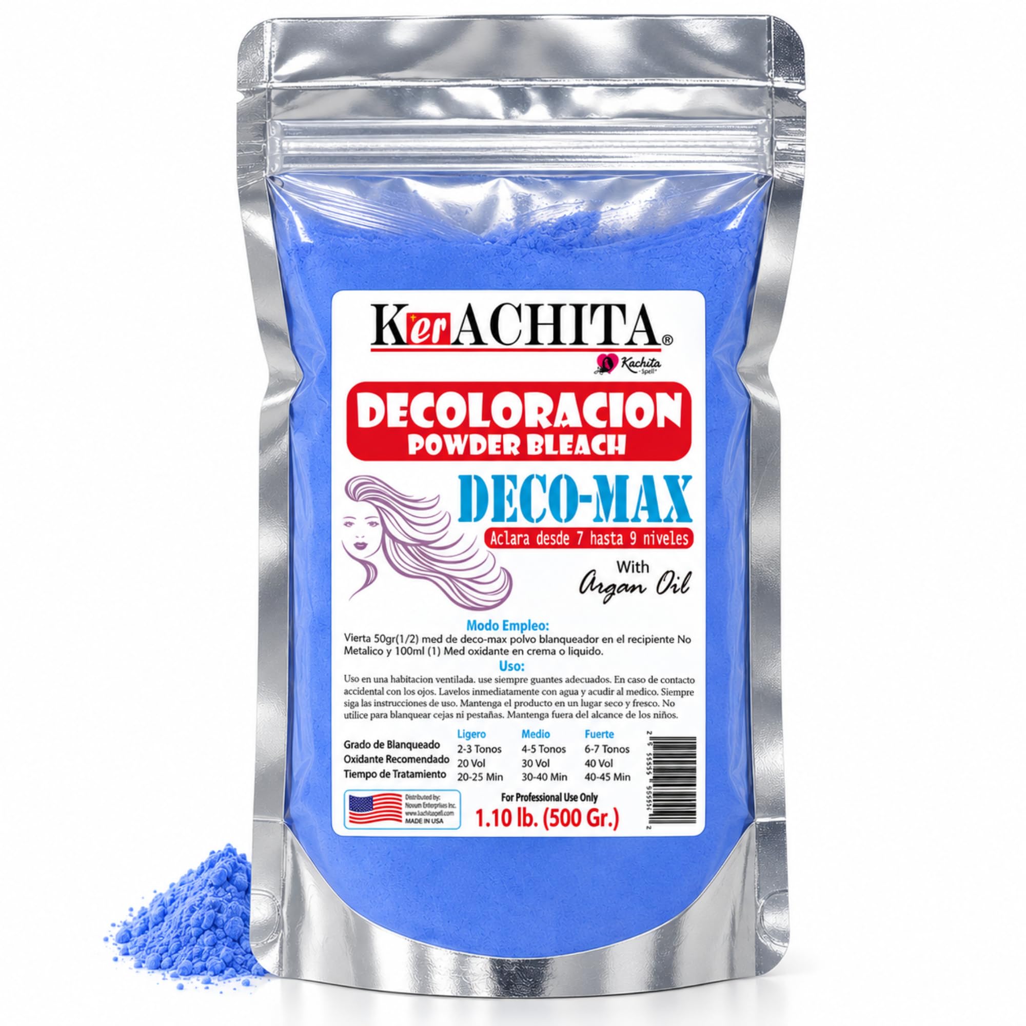 DecoMax Blue Bleach Powder Hair Lightener Decoloracion Azul 1.1lb