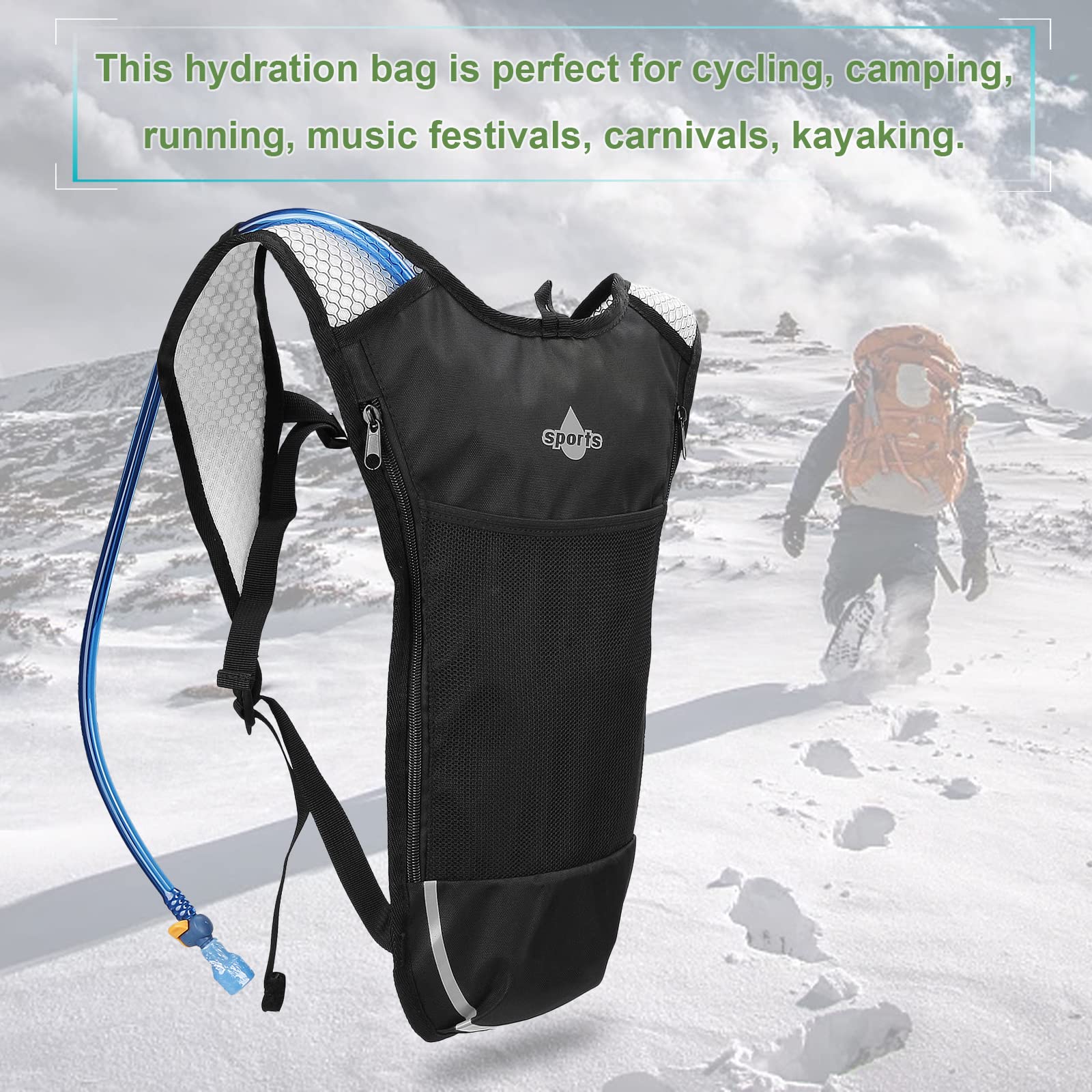Paquete de 2 mochilas de agua con vejiga de hidratación de 2 litros sin BPA, bolsa de hidratación ligera de nailon para exteriores, uso para correr, senderismo, ciclismo, escalada para mujeres y hombres