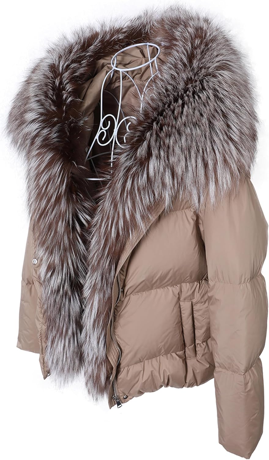 White Duck Down Jacket Winter Women Warm Loose Coat Natural Real Fox Fur Collar Thick Luxury Outerwear