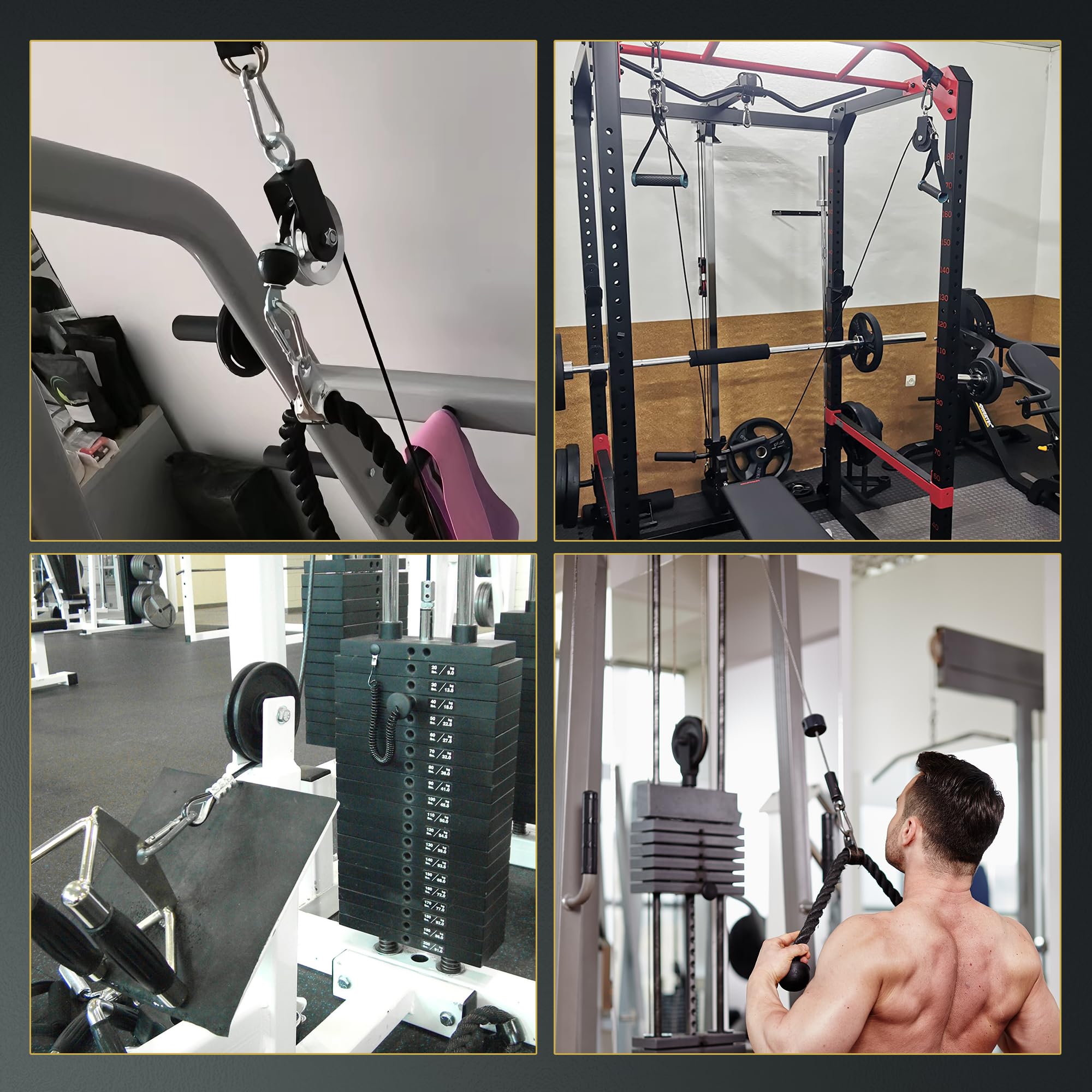 2 Set 88mm Carrucola Puleggia Palestra in Nylon,Orso 150kg,Universale Cuscinetto Cavo Puleggia con Staffa di Fissaggio a U,Moschettoni,Cinghie di Sospensione per Sollevamento,Attrezzatura Palestra