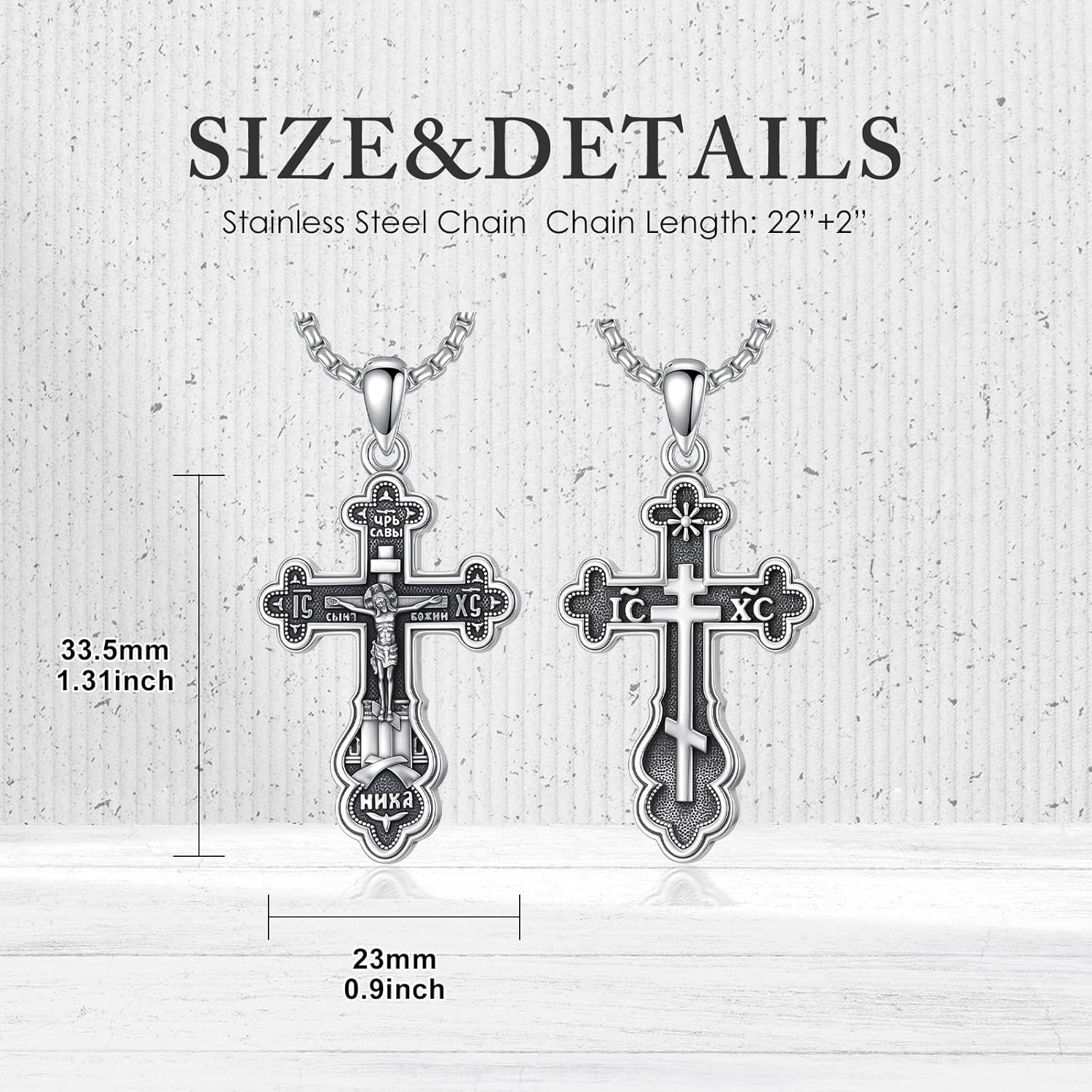 PROESS Caravaca Crucifix Orthodox Cross Necklace 925 Sterling Silver St Benedict Jesus St Brigid Cross Necklace Religion Pendant Jewelry Gifts for Men Women - Image 6