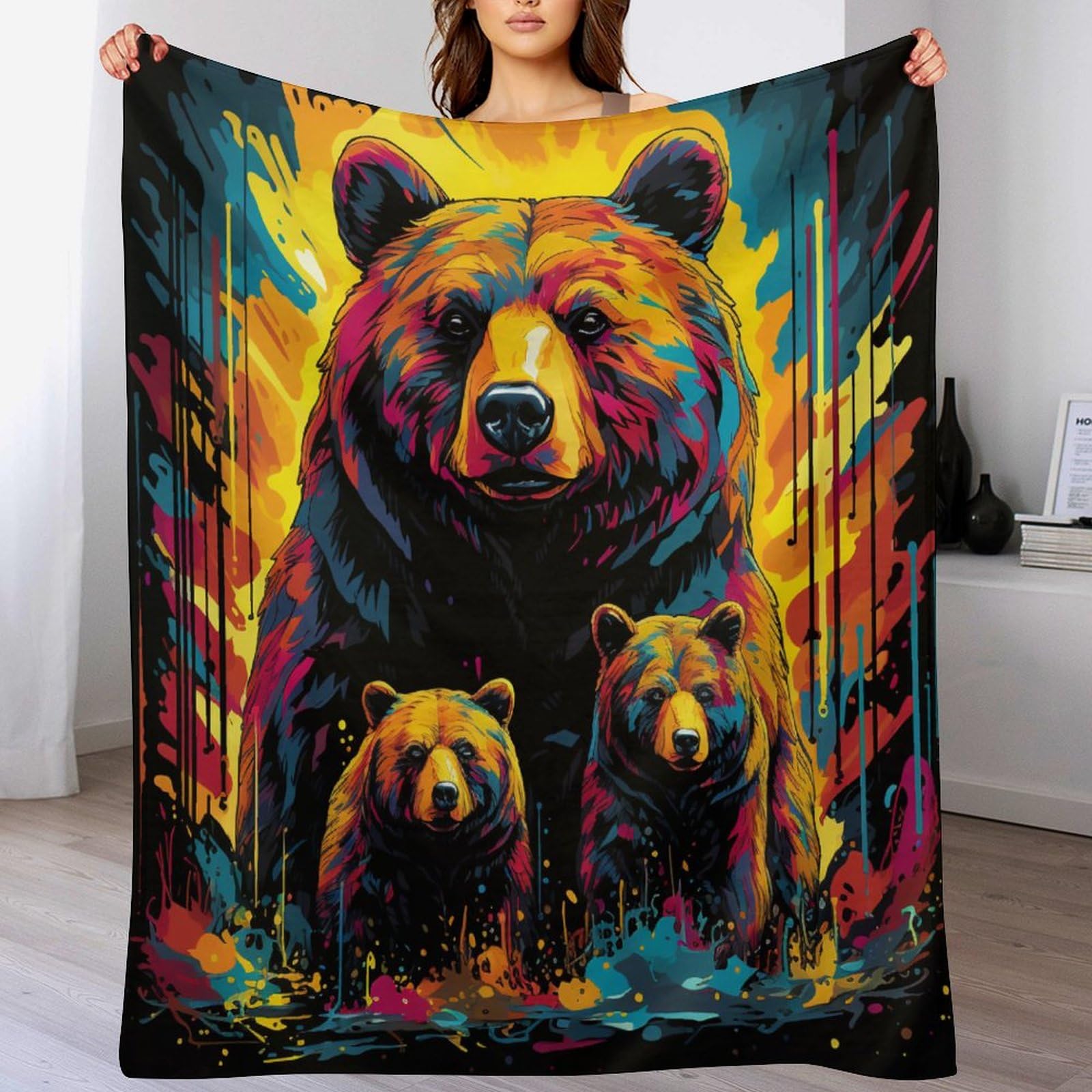 Ggjjtt Bear Throw Blankets Soft Warm Comfortable Throws For Couch Flannel Blanket Bed Throw For Bedroom Couch Travel Kids 100×130Cm