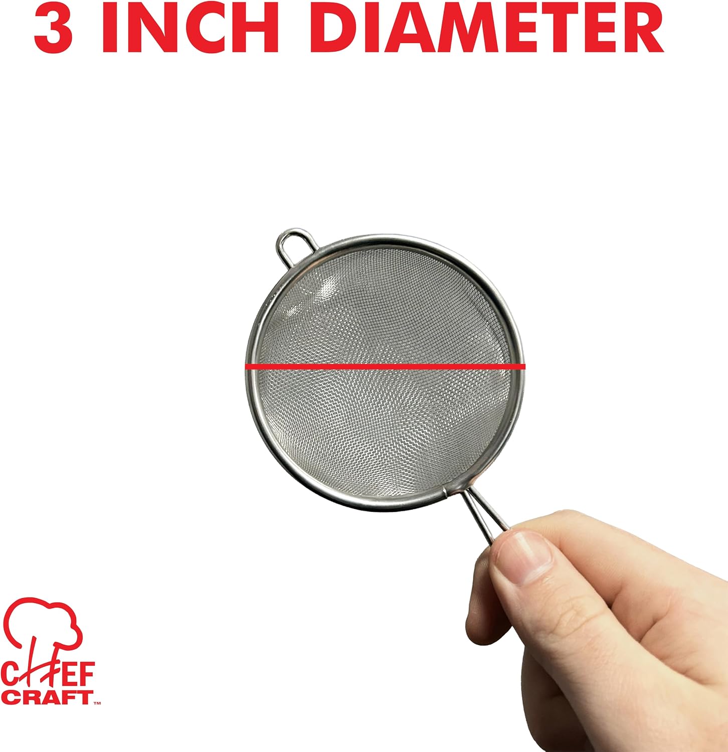 Chef Craft Basic Mesh Strainer, 3 and 4 Inch, 2 Piece Set, Stainless Steel