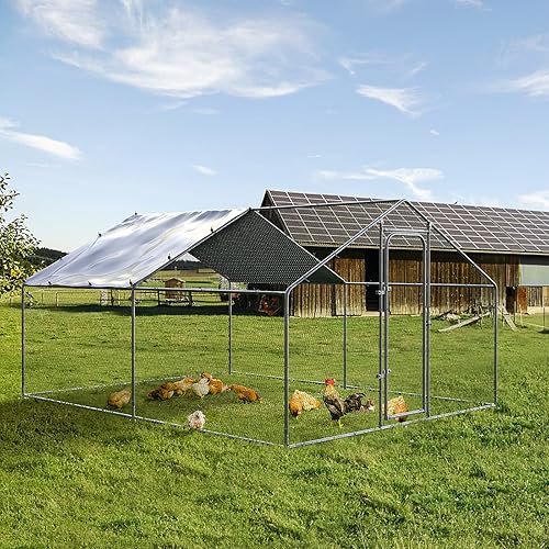 Miniatura 5 de Gallinero grande de metal para corral de pollo para patio, corral de pollo, jaula de pollo al aire libre, jaula de aves de corral resistente con