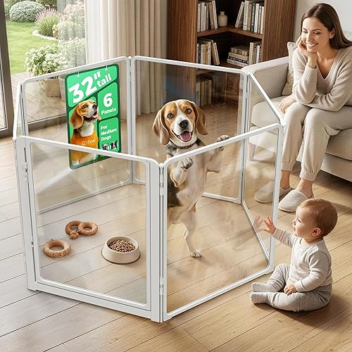 FXW AuraSpace Pro Acrylic Indoor Dog Playpen, Heavy-Duty with Metal