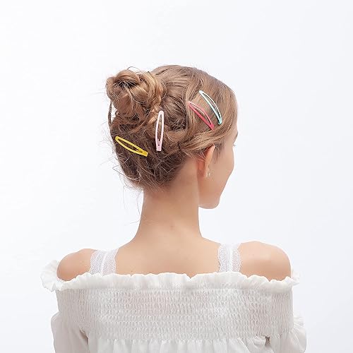 Miniatura 7 de Funtopia - 40 pinzas para el cabello para mujeres y niñas, 2.4 pulgadas, antideslizantes, de metal, ovaladas, pasadores simples para cabello fino y